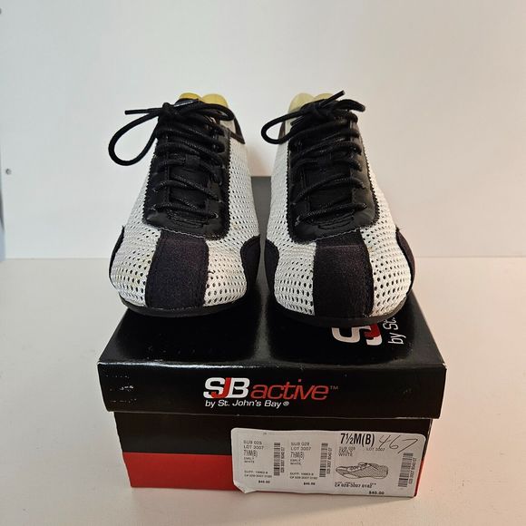 SJBActive St. Johns Bay Size 7.5 Emily White Black Mesh Lace-Up Activewear Shoes - Picture 8 of 8